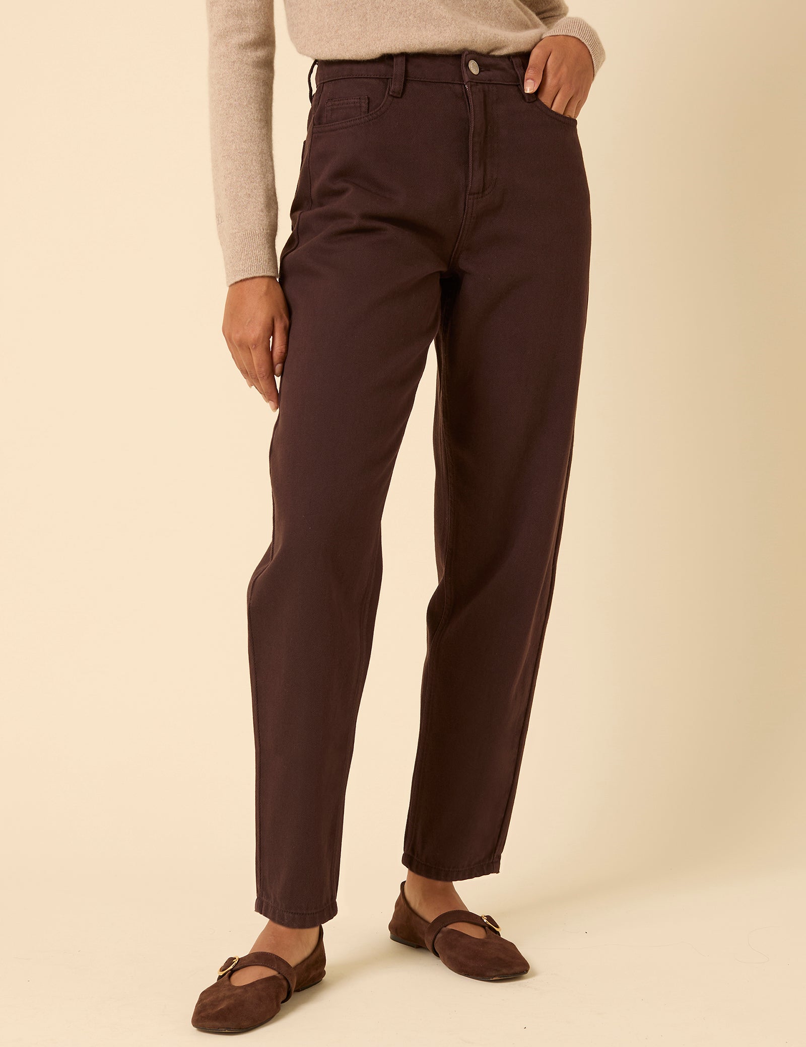 Secondary image of Brown Putney Barrel Leg Jeans