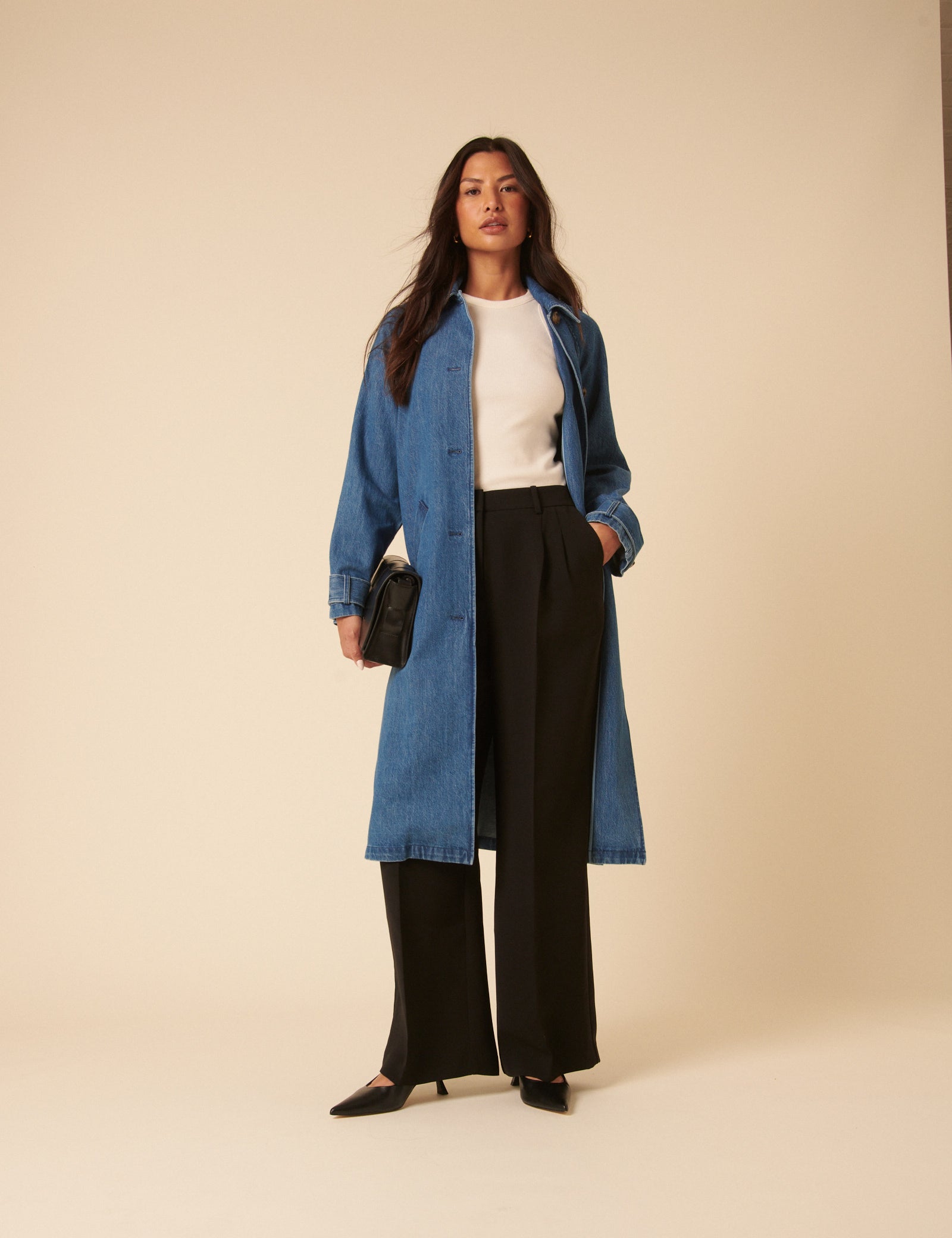 Secondary image of Denim Single Breasted Trench Coat
