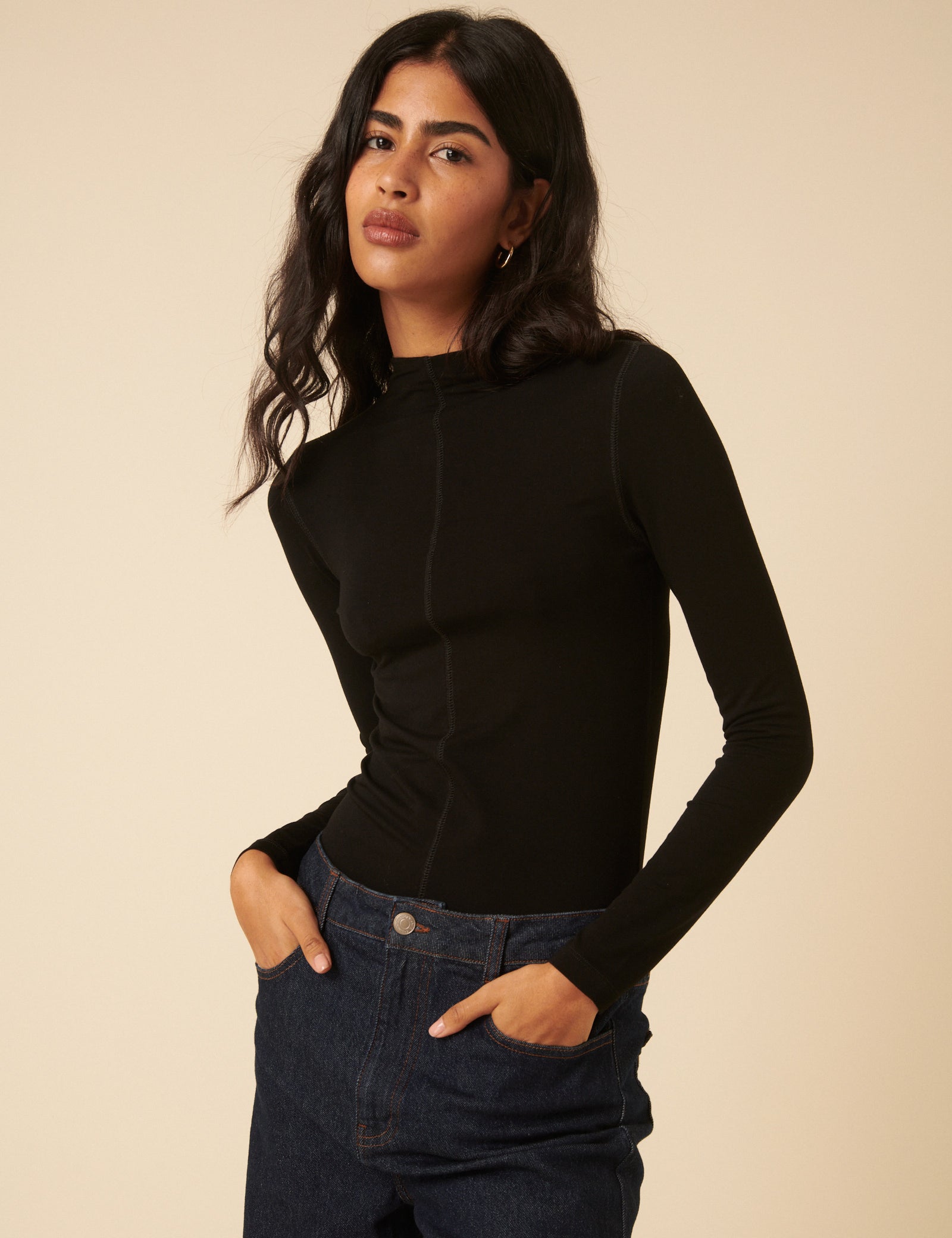 トップス Velour Jersey High Neck Top Velour Knit Turtleneck Top | Garnet Hill